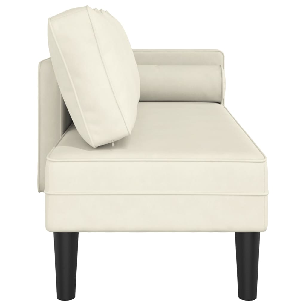 Chaise Longue con Cuscini Crema in Velluto - homemem39