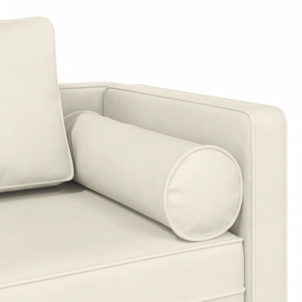 Chaise Longue con Cuscini Crema in Velluto - homemem39