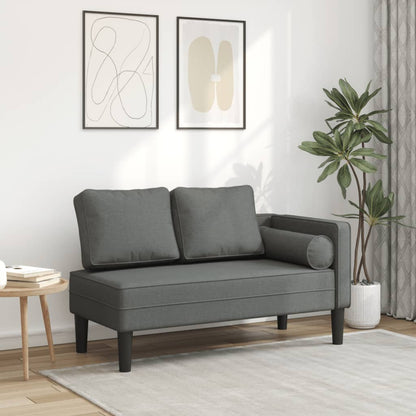 Chaise Longue con Cuscini Grigio Scuro in Tessuto - homemem39