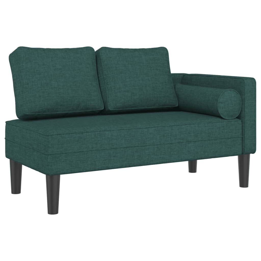 Chaise Longue con Cuscini Verde Scuro in Tessuto - homemem39