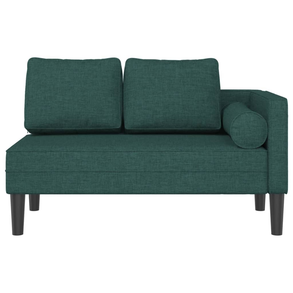 Chaise Longue con Cuscini Verde Scuro in Tessuto - homemem39