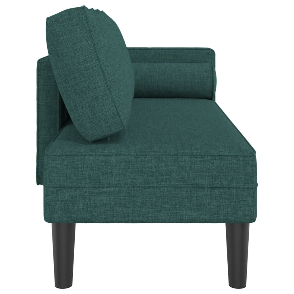 Chaise Longue con Cuscini Verde Scuro in Tessuto - homemem39