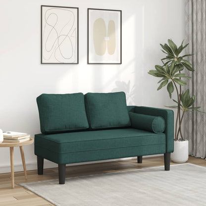 Chaise Longue con Cuscini Verde Scuro in Tessuto - homemem39