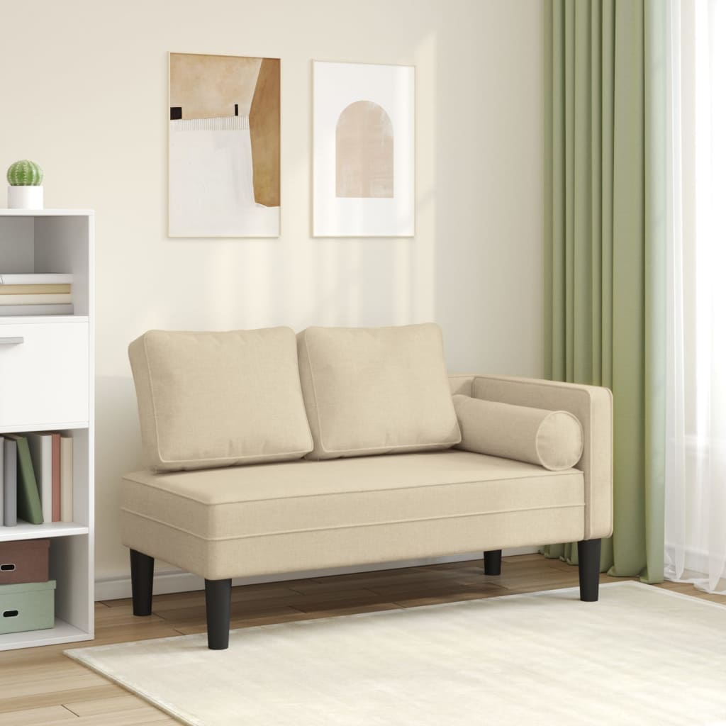 Chaise Longue con Cuscini Crema in Tessuto - homemem39