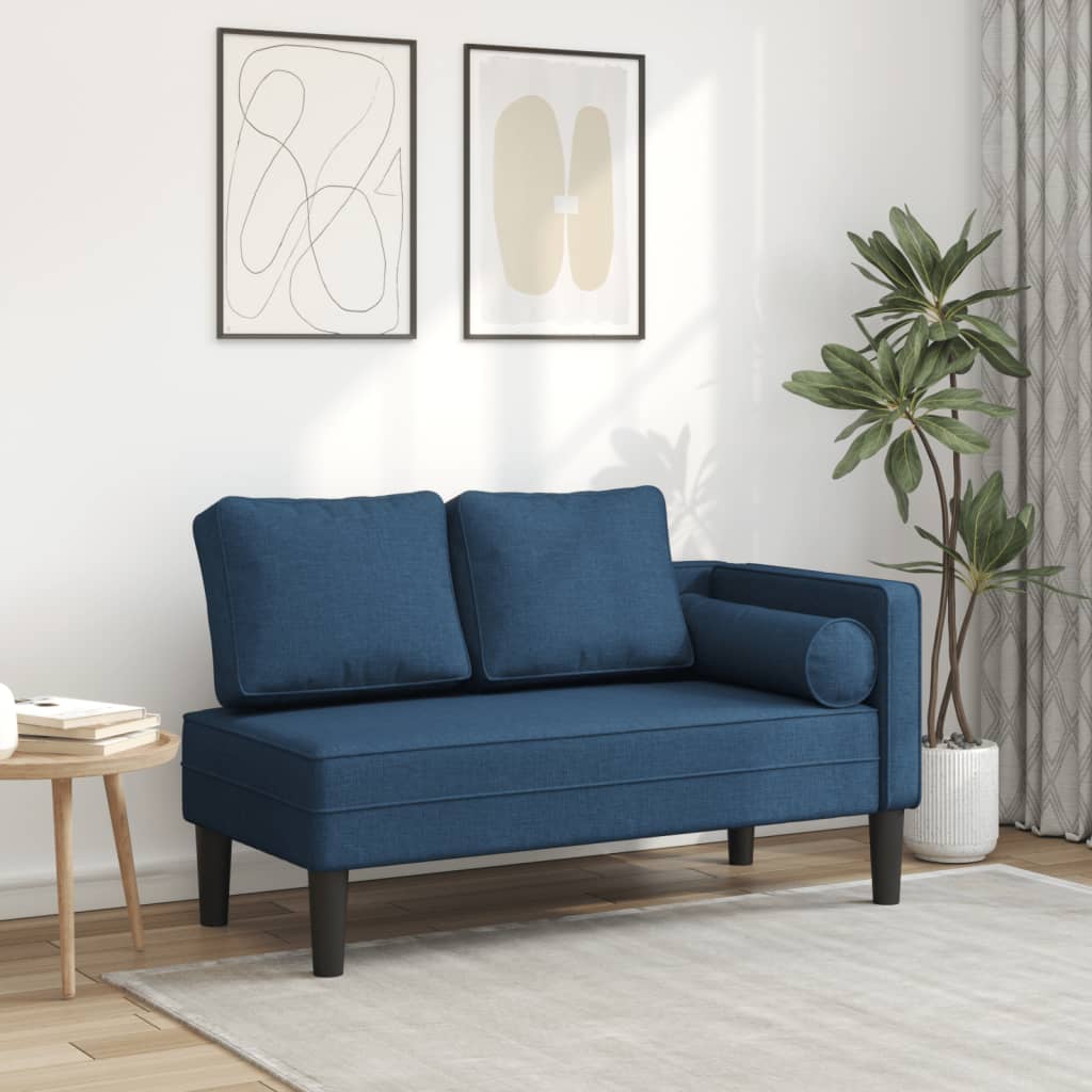 Chaise Longue con Cuscini Blu in Tessuto - homemem39