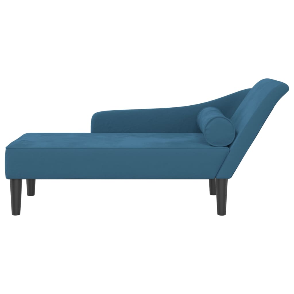 Chaise Longue con Cuscini Blu in Velluto