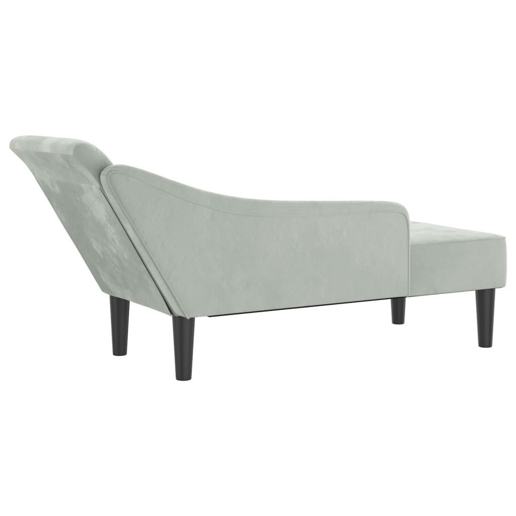 Chaise Longue con Cuscini Grigio Chiaro in Velluto