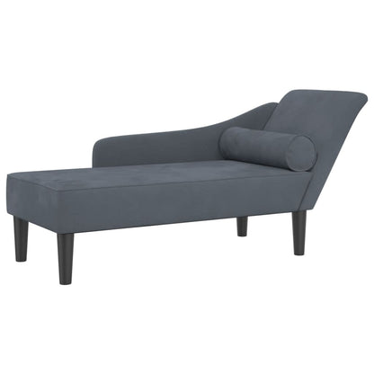 Chaise Longue con Cuscini Grigio Scuro in Velluto