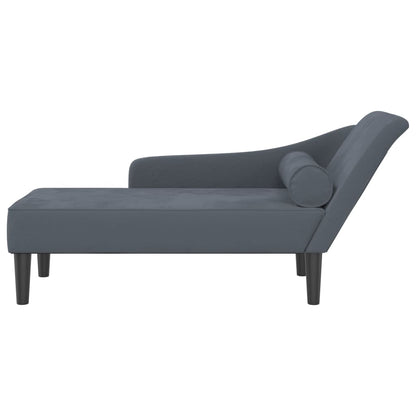 Chaise Longue con Cuscini Grigio Scuro in Velluto