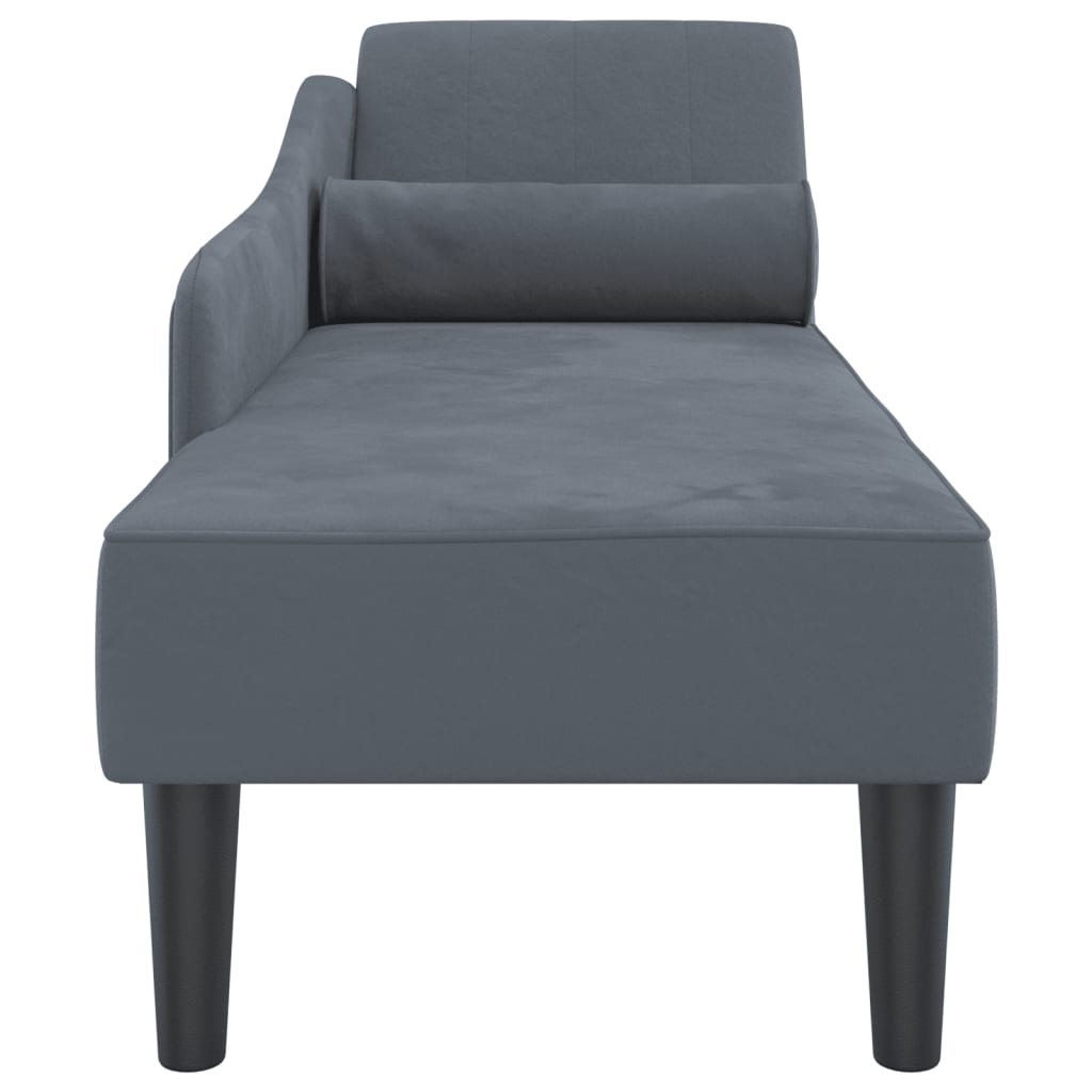 Chaise Longue con Cuscini Grigio Scuro in Velluto