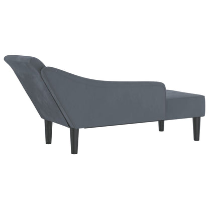 Chaise Longue con Cuscini Grigio Scuro in Velluto