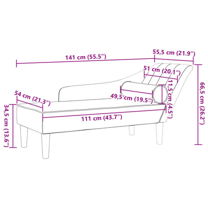 Chaise Longue con Cuscini Grigio Scuro in Velluto