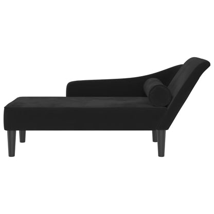 Chaise Lounge con Cuscini Nero in Velluto