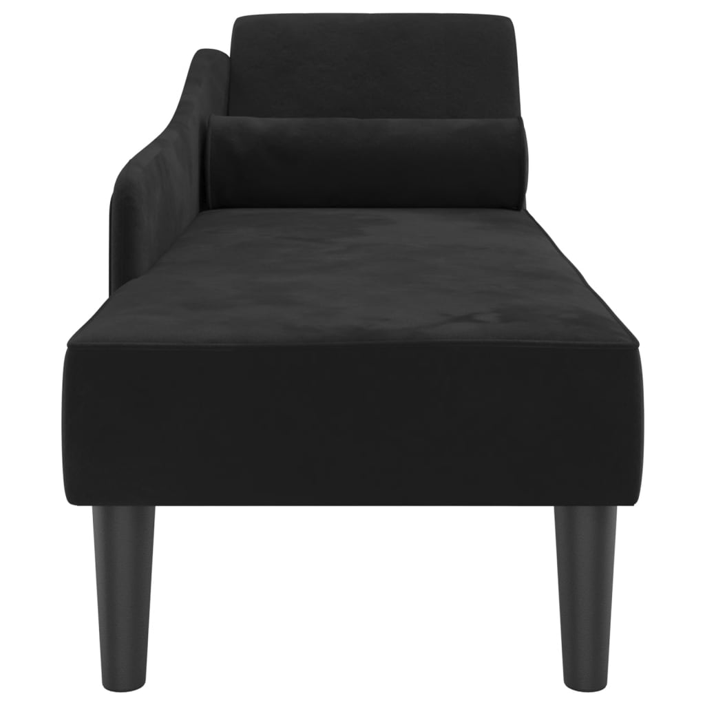 Chaise Lounge con Cuscini Nero in Velluto