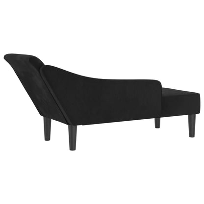 Chaise Lounge con Cuscini Nero in Velluto