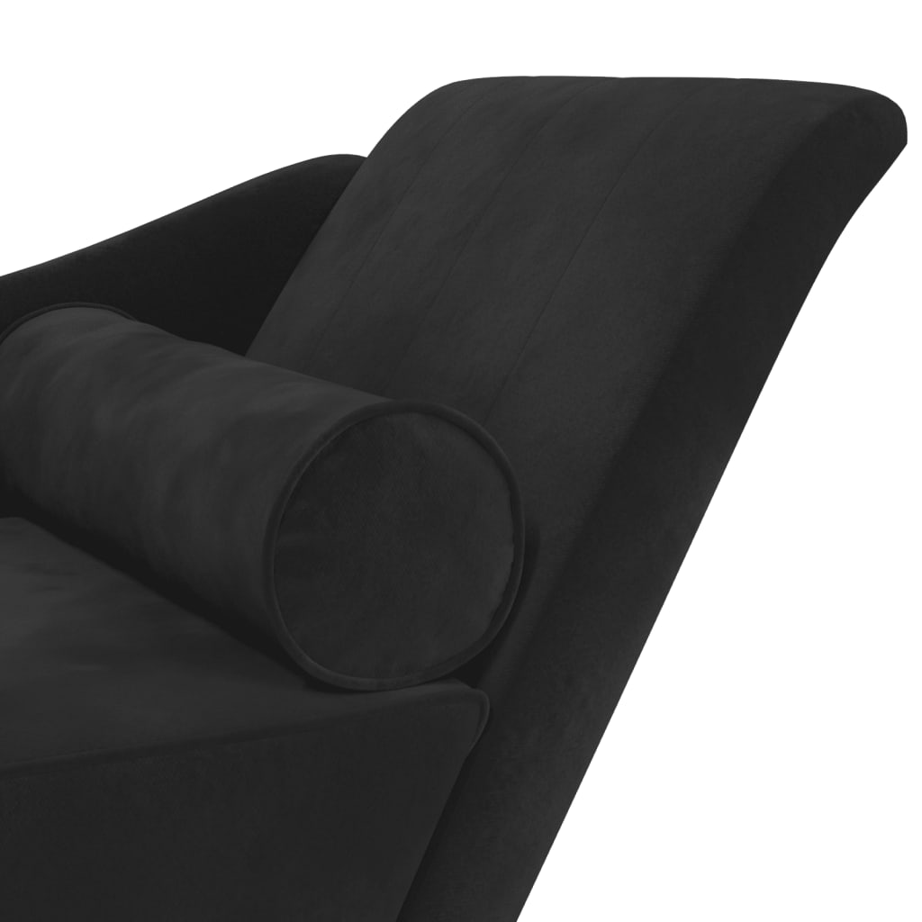 Chaise Lounge con Cuscini Nero in Velluto