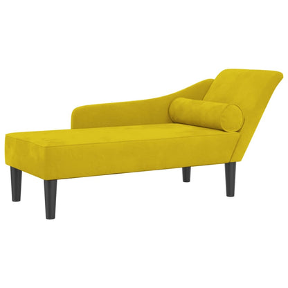 Chaise Longue con Cuscini Giallo in Velluto