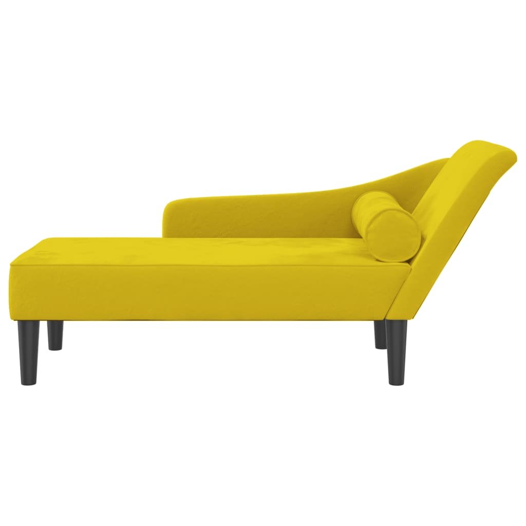 Chaise Longue con Cuscini Giallo in Velluto