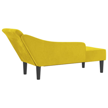 Chaise Longue con Cuscini Giallo in Velluto