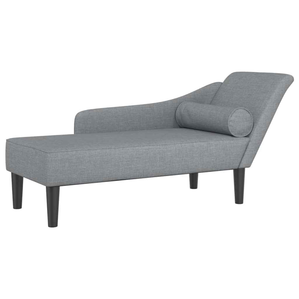 Chaise Longue con Cuscini Grigio Chiaro in Tessuto - homemem39