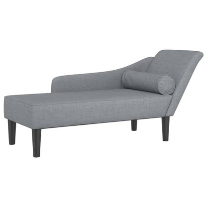 Chaise Longue con Cuscini Grigio Chiaro in Tessuto