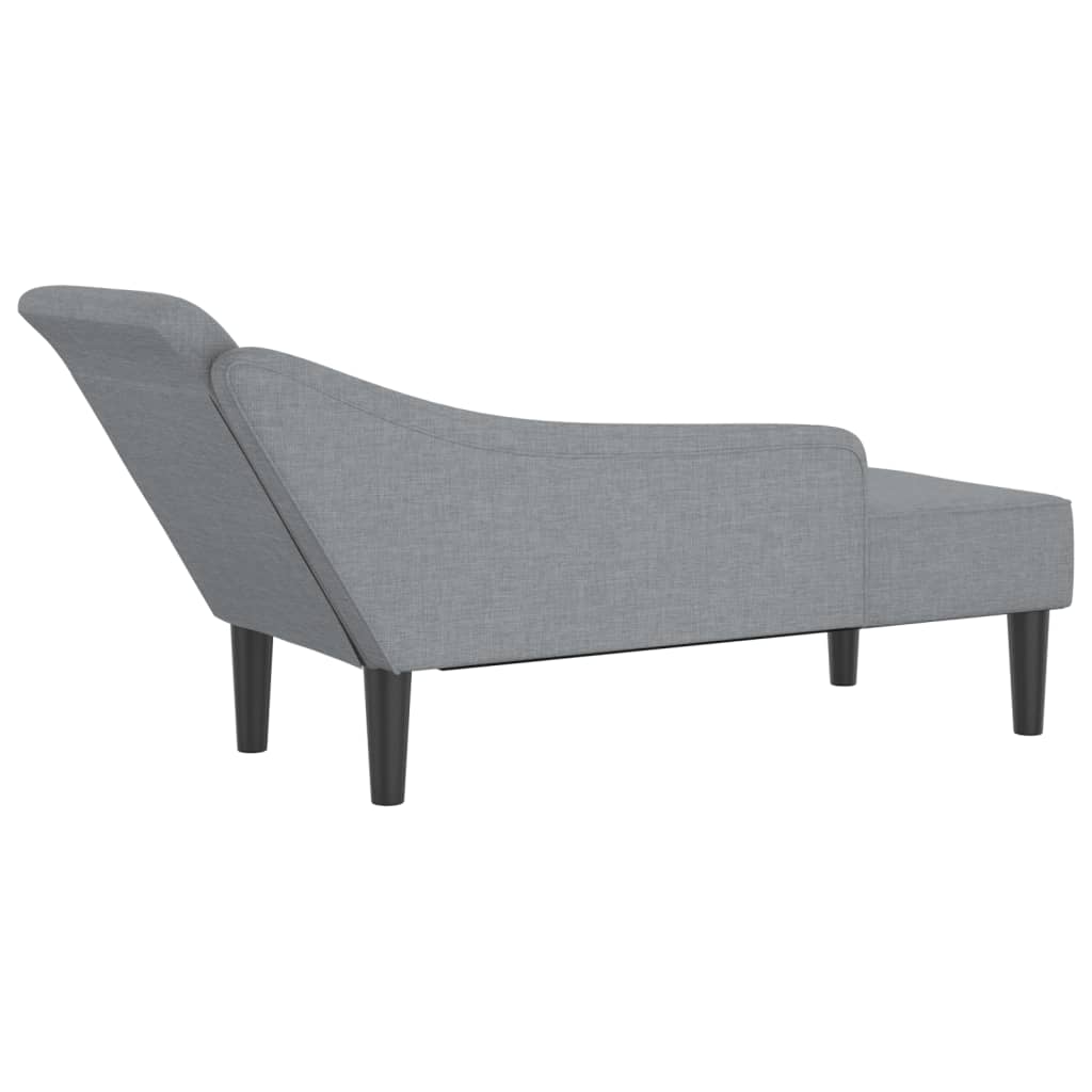 Chaise Longue con Cuscini Grigio Chiaro in Tessuto