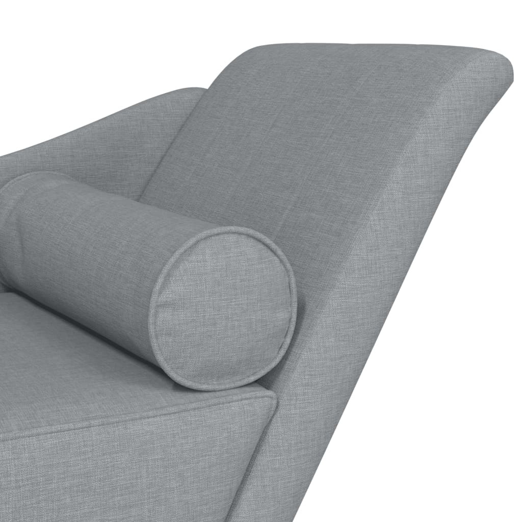 Chaise Longue con Cuscini Grigio Chiaro in Tessuto