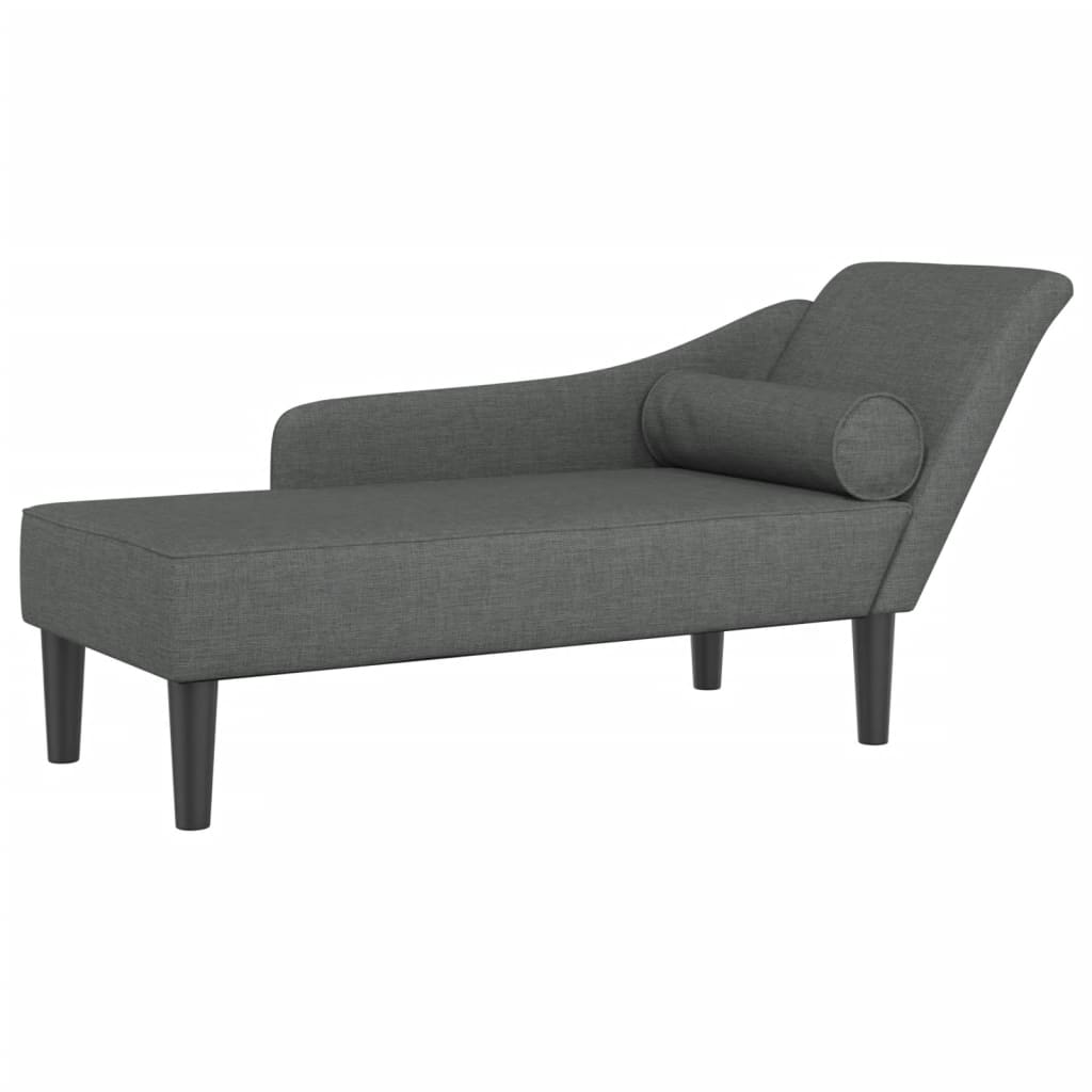 Chaise Longue con Cuscini Grigio Scuro in Tessuto