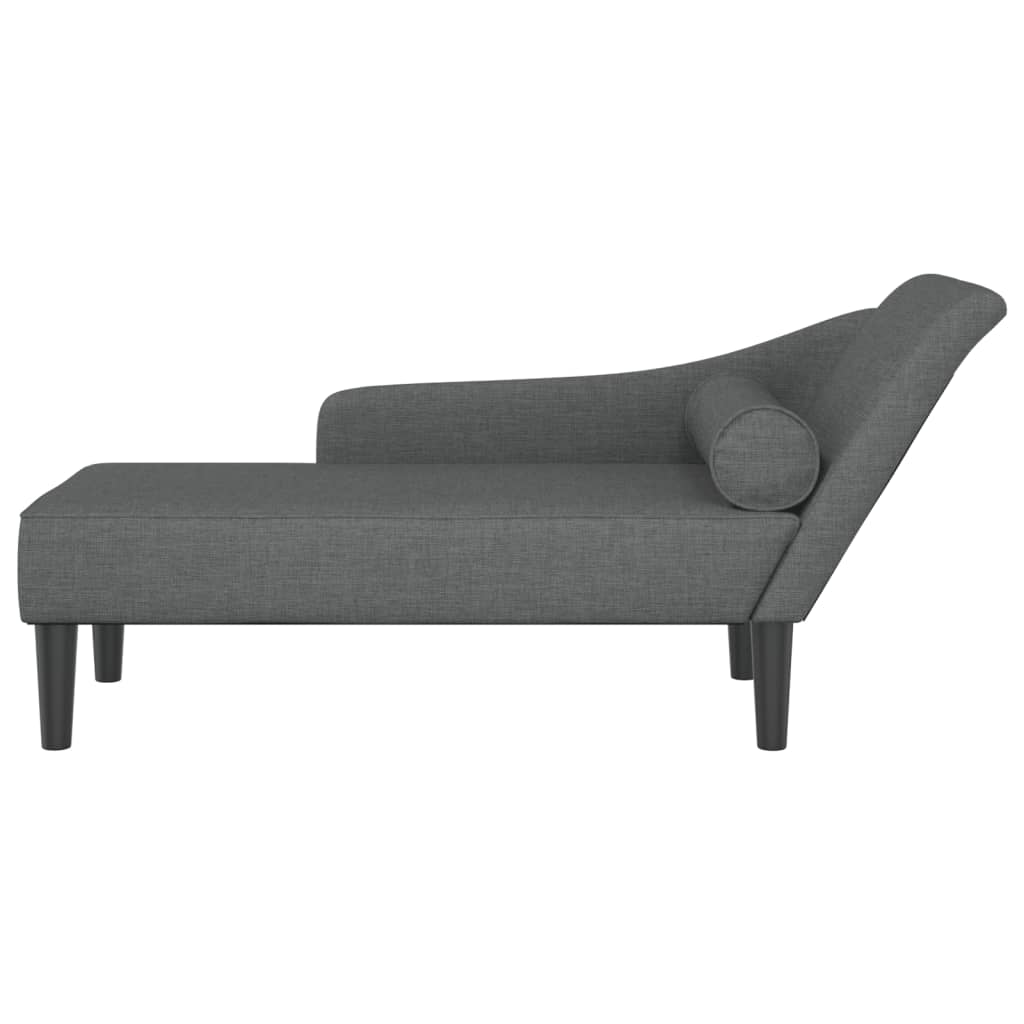 Chaise Longue con Cuscini Grigio Scuro in Tessuto - homemem39