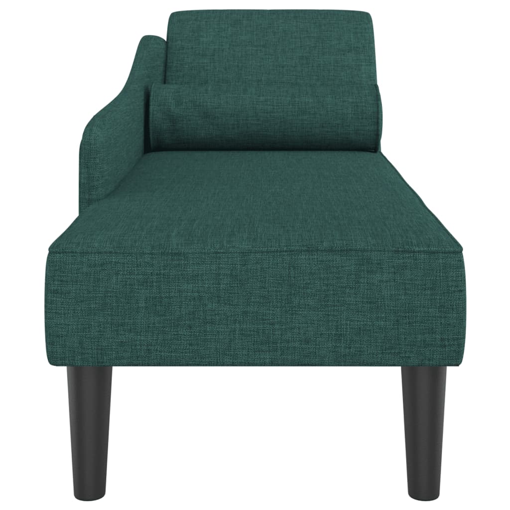 Chaise Longue con Cuscini Verde Scuro in Tessuto - homemem39