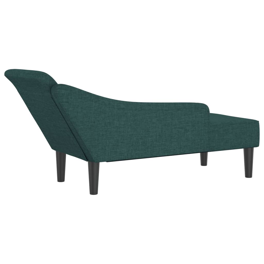 Chaise Longue con Cuscini Verde Scuro in Tessuto - homemem39