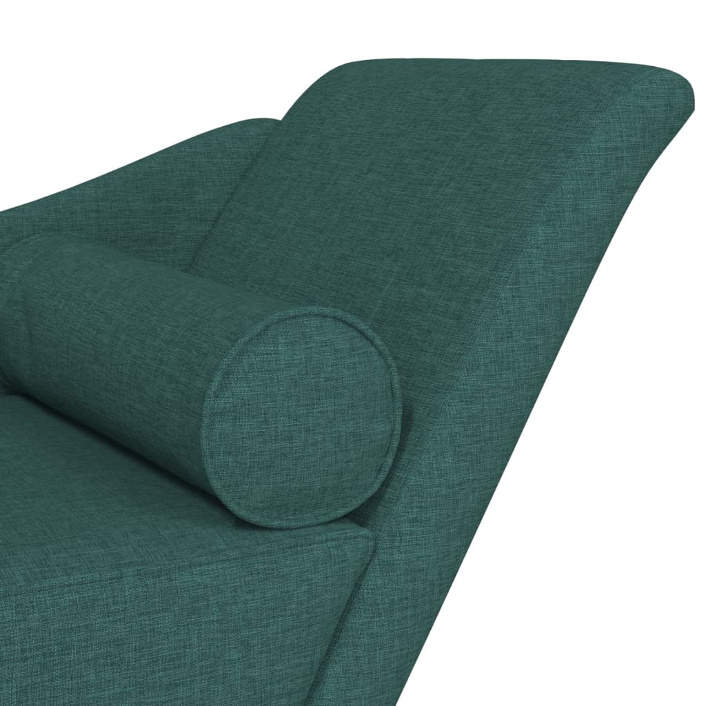 Chaise Longue con Cuscini Verde Scuro in Tessuto - homemem39