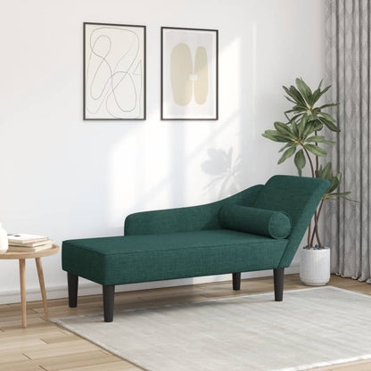 Chaise Longue con Cuscini Verde Scuro in Tessuto - homemem39