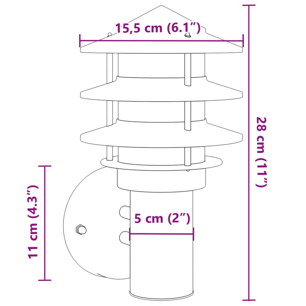 Applique da Esterno 2 pz Argento in Acciaio Inossidabile - homemem39