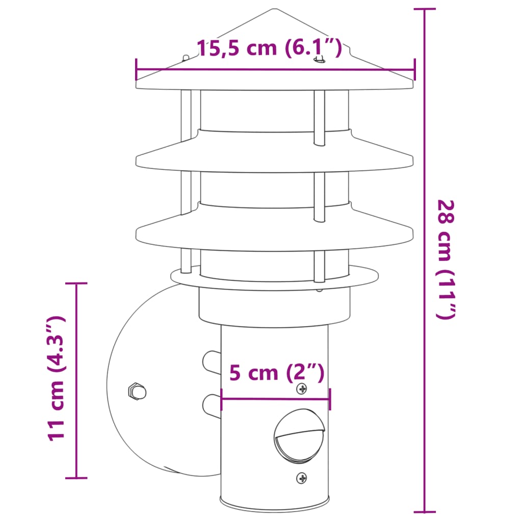 Applique da Esterno con Sensore Nera in Acciaio Inossidabile - homemem39