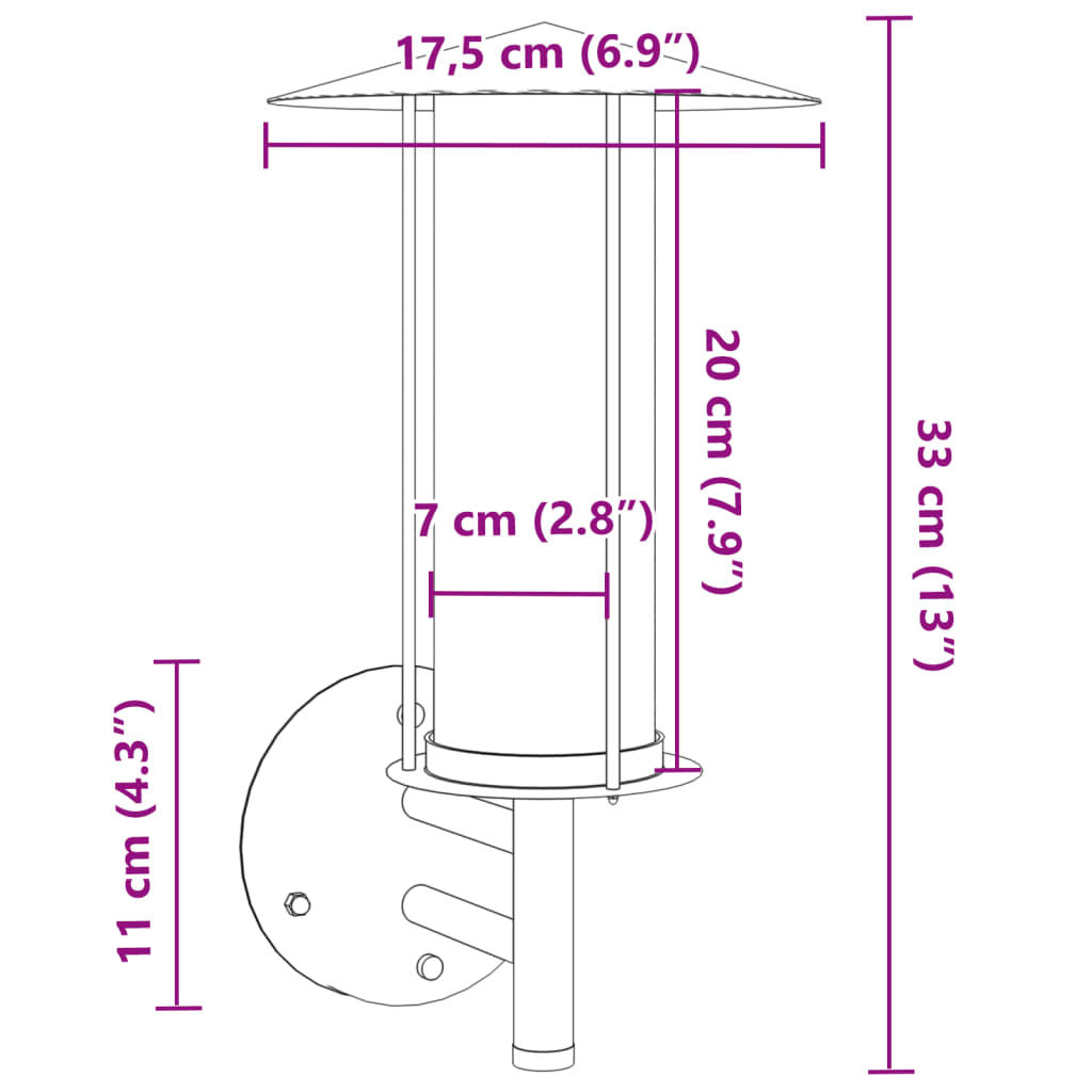 Applique da Esterno 2 pz Argento in Acciaio Inossidabile - homemem39