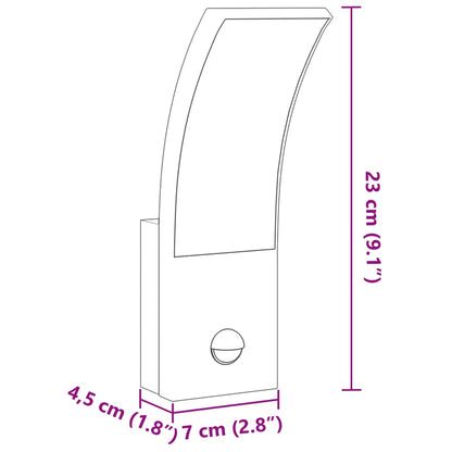 Applique con LED e Sensore 2 pz Nere in Alluminio Pressofuso - homemem39