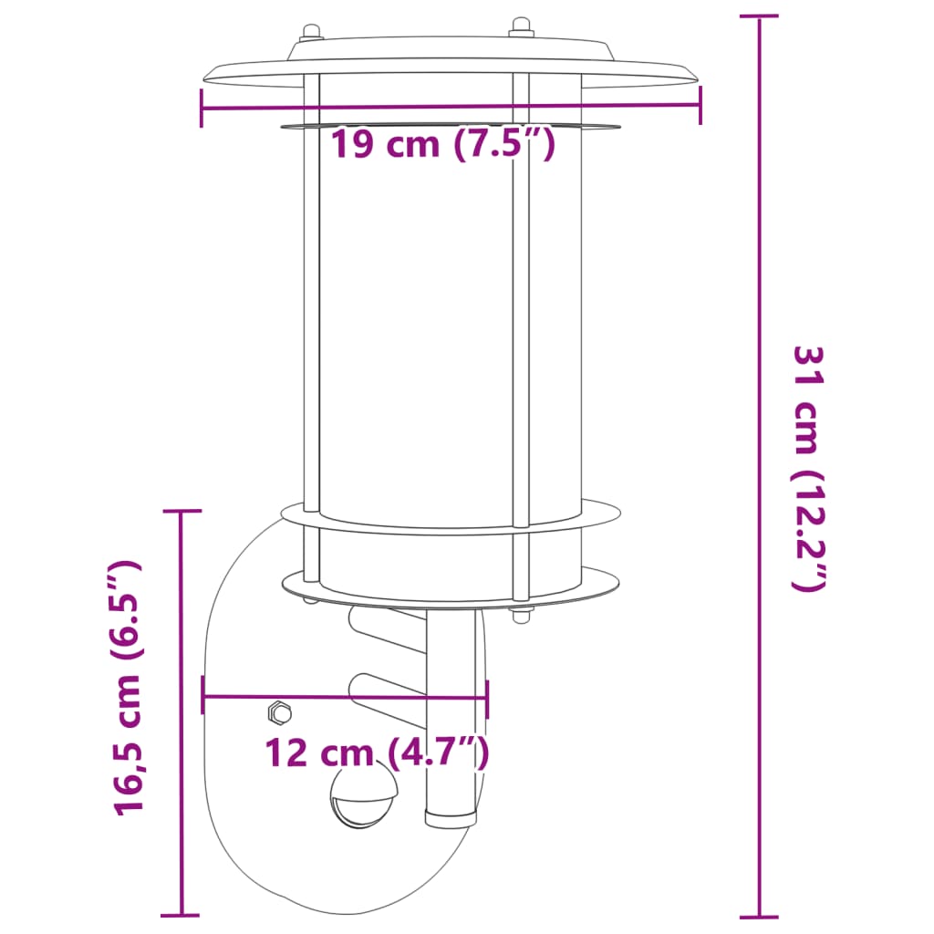 Applique per Esterno con Sensore 2 pz Argento in Acciaio Inox - homemem39