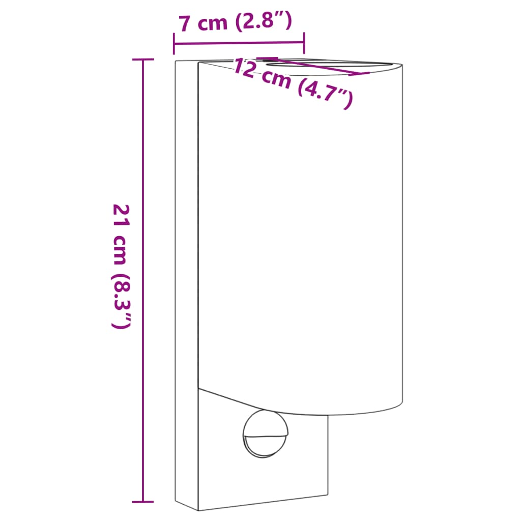 Applique con Sensore 2 pz Nere in Alluminio Pressofuso - homemem39