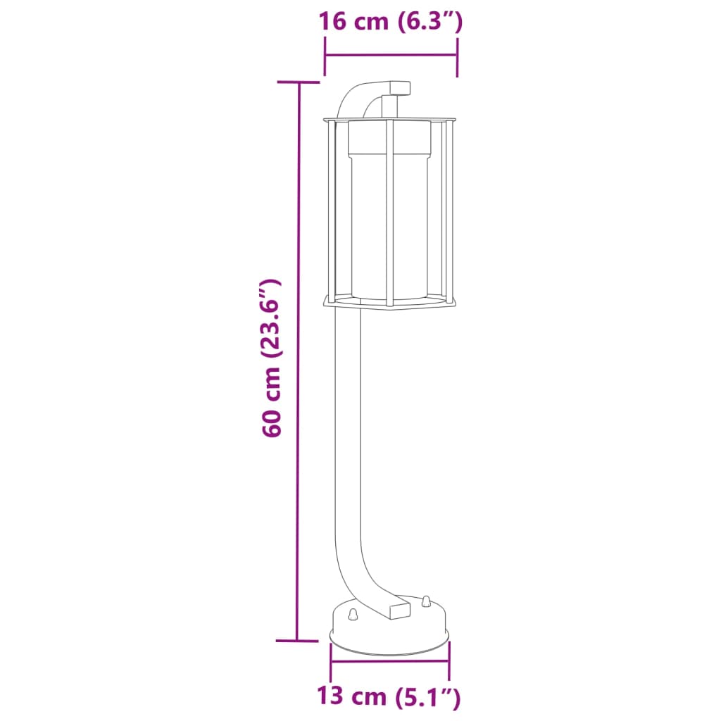 Lampade da Terra per Esterni 3 pz Nere 60 cm in Acciaio Inox