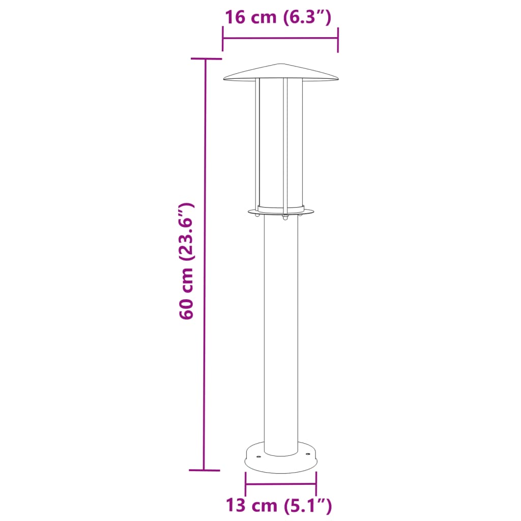 Lampada da Terra per Esterni Nera 60 cm in Acciaio Inox - homemem39