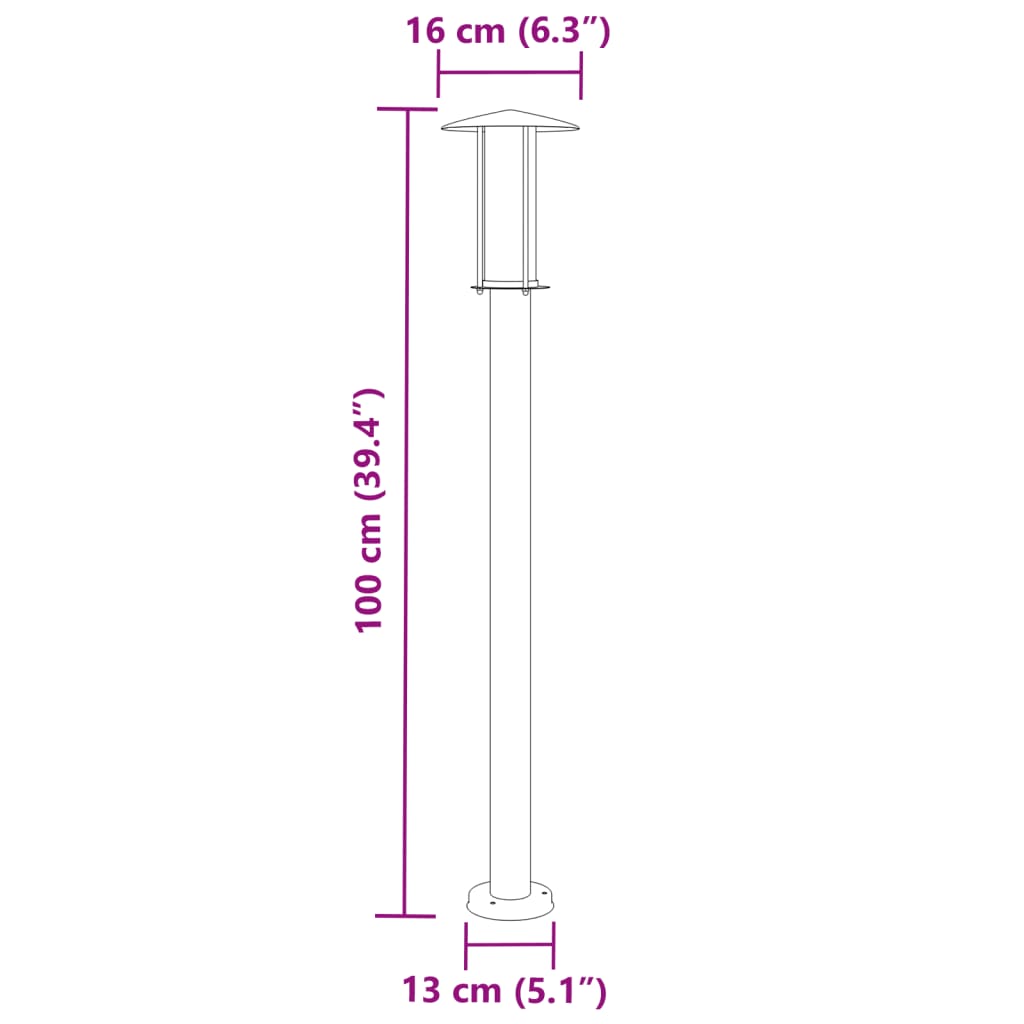 Lampada da Terra per Esterni Argento 100 cm in Acciaio Inox - homemem39