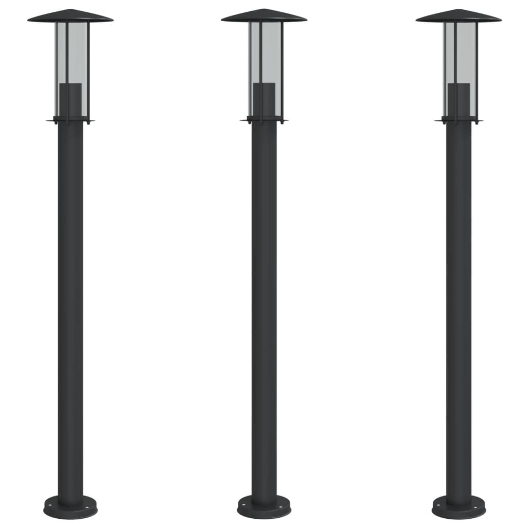 Lampade da Terra per Esterni 3 pz Nere 100 cm in Acciaio Inox - homemem39