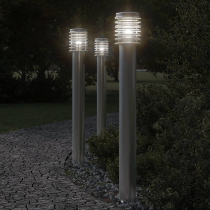 Lampada da Terra per Esterni Argento 110 cm in Acciaio Inox - homemem39