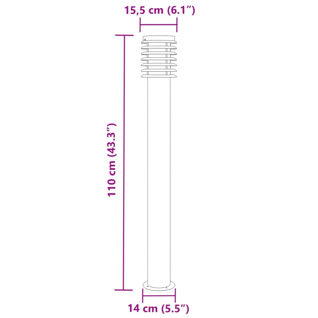 Lampade da Terra per Esterni 3 pz Argento 110cm in Acciaio Inox - homemem39