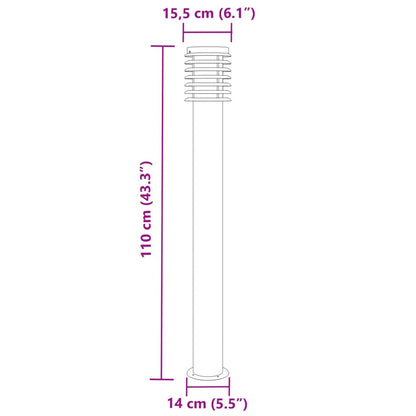 Lampade da Terra per Esterni 3 pz Argento 110cm in Acciaio Inox - homemem39