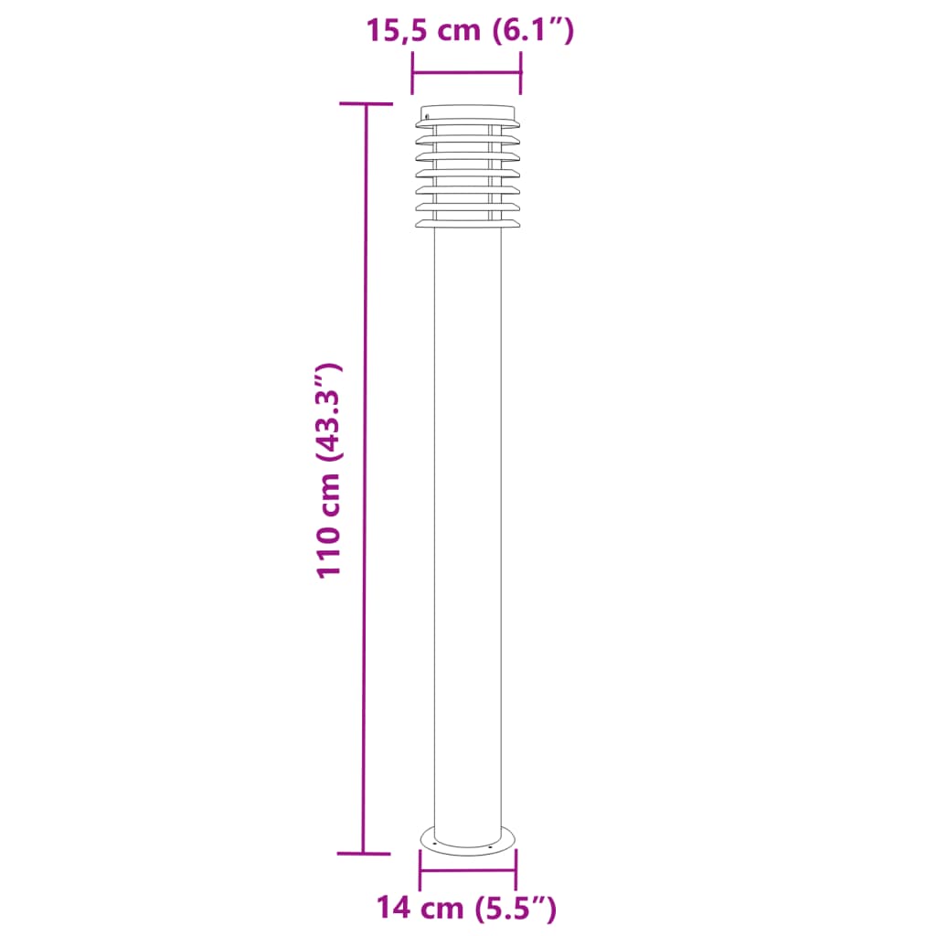 Lampada da Terra per Esterni Argento 110 cm in Acciaio Inox - homemem39