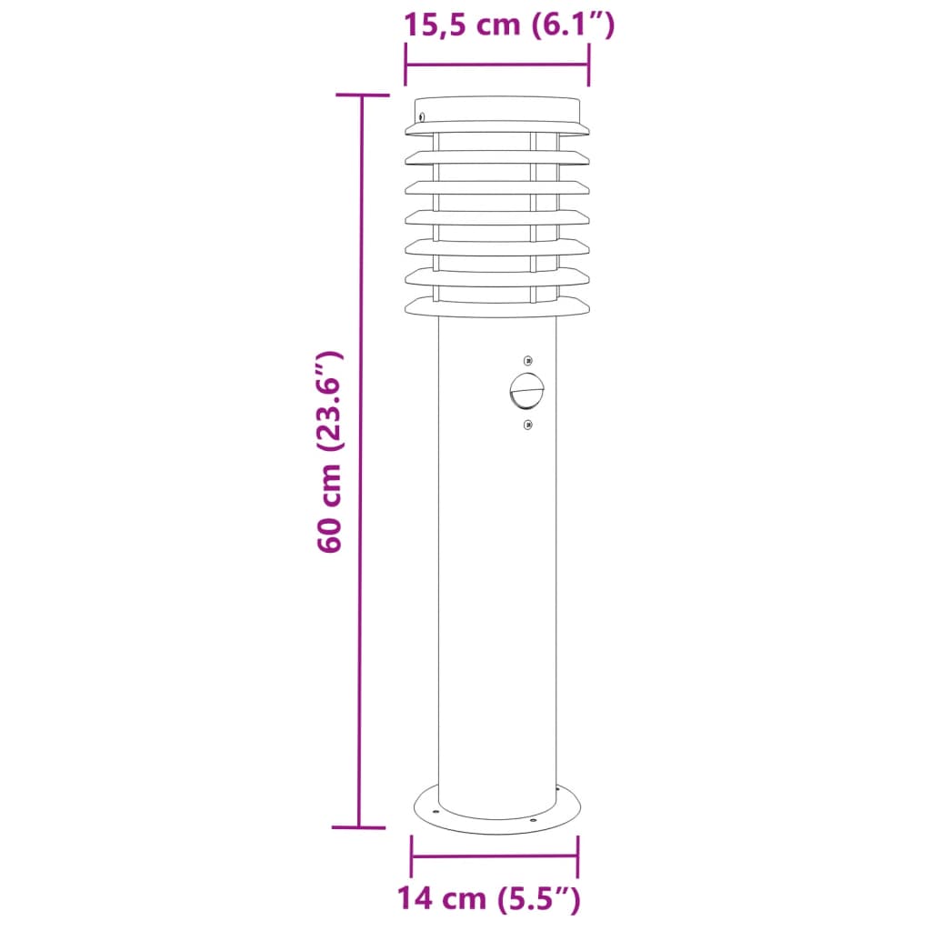 Lampada da Terra per Esterni Sensore Argento 60 cm in Acciaio - homemem39