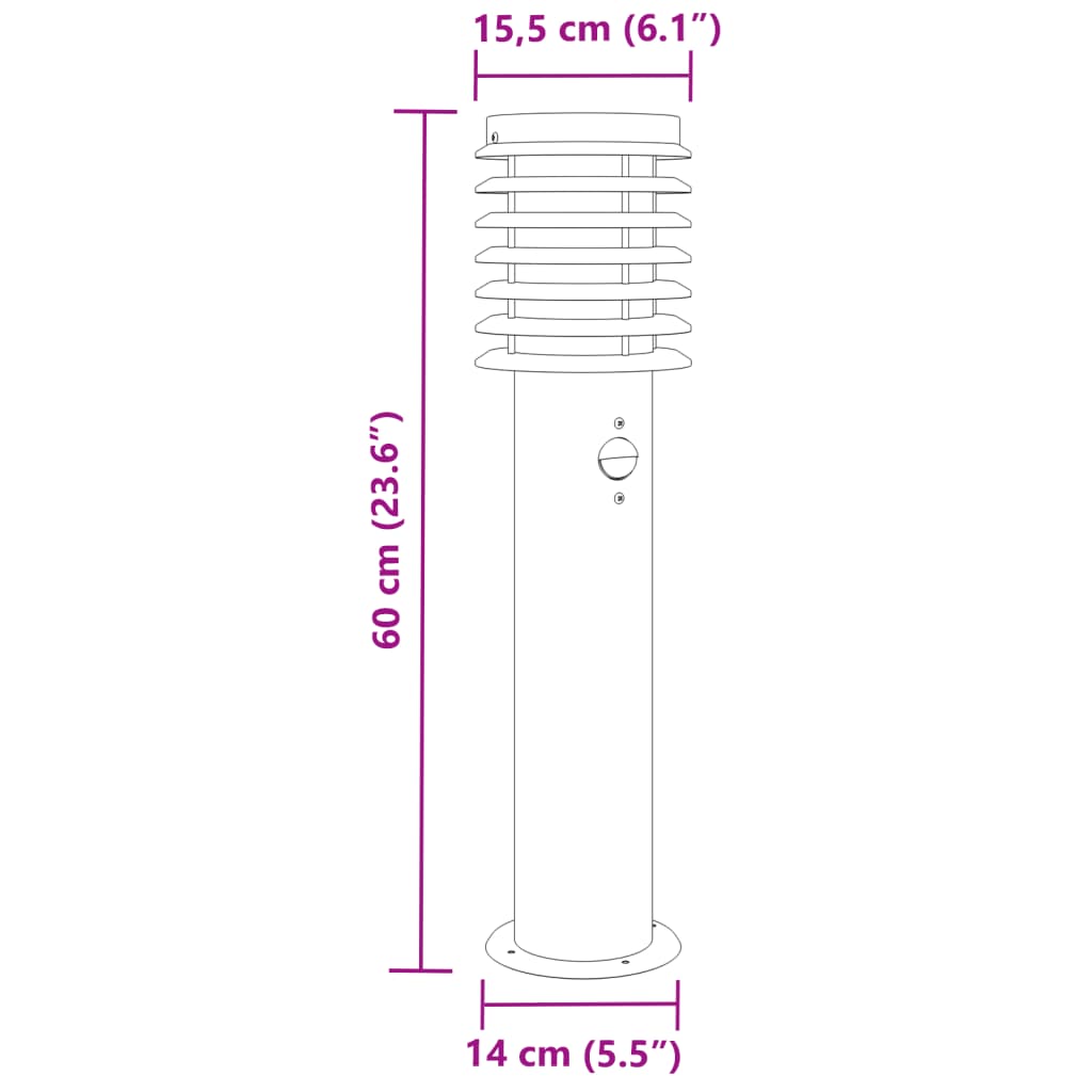 Lampade da Terra per Esterni Sensore 3 pz Argento 60 cm Acciaio - homemem39