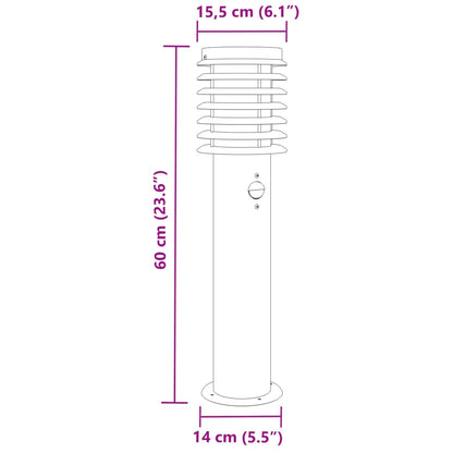 Lampada da Terra per Esterni Sensore Nera 60 cm in Acciaio - homemem39